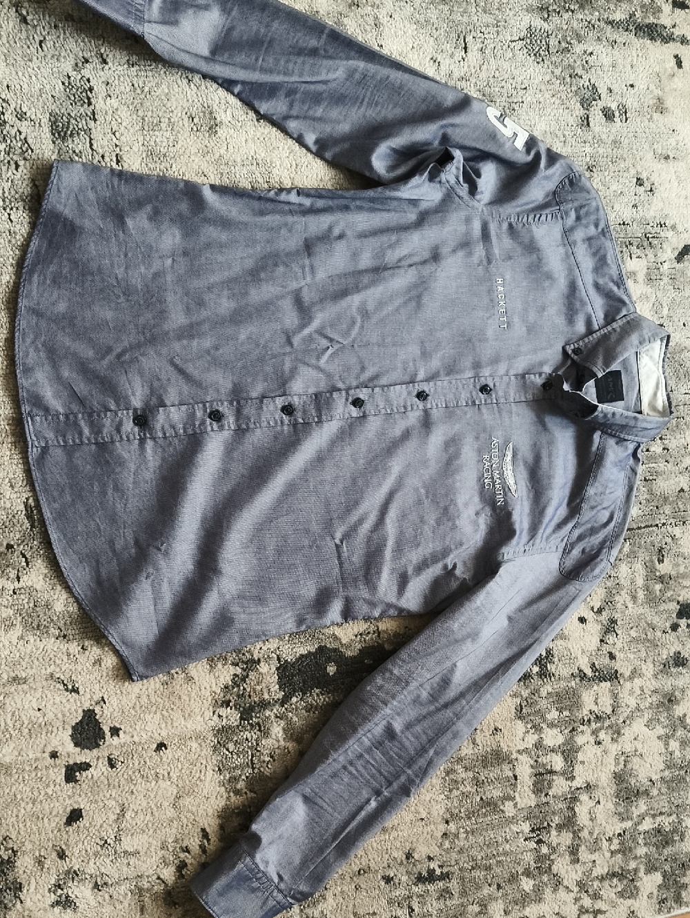 Hackett Slate Blue Long-Sleeve Button Shirt